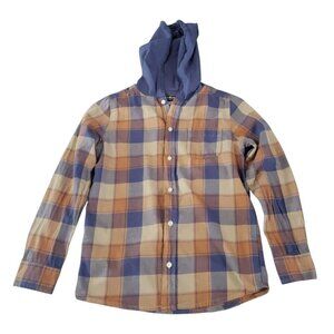 OshKosh B'Gosh Boys Long Sleeved Plaid Button Down Shirt with Hoodie 14/14A